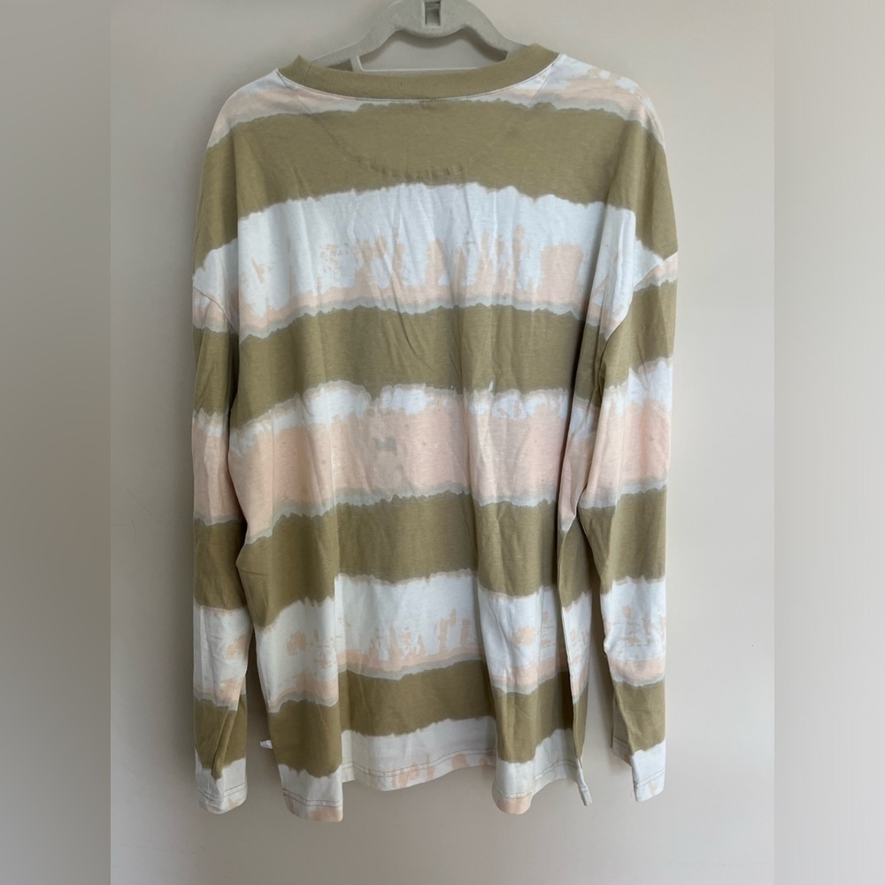Urban Outfitters Oversized Blurred Stripe Tee Size Medium Beige New - Picture 2 of 8